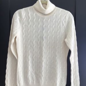 Talbots Cream Color Cashmere Turtleneck Sweater